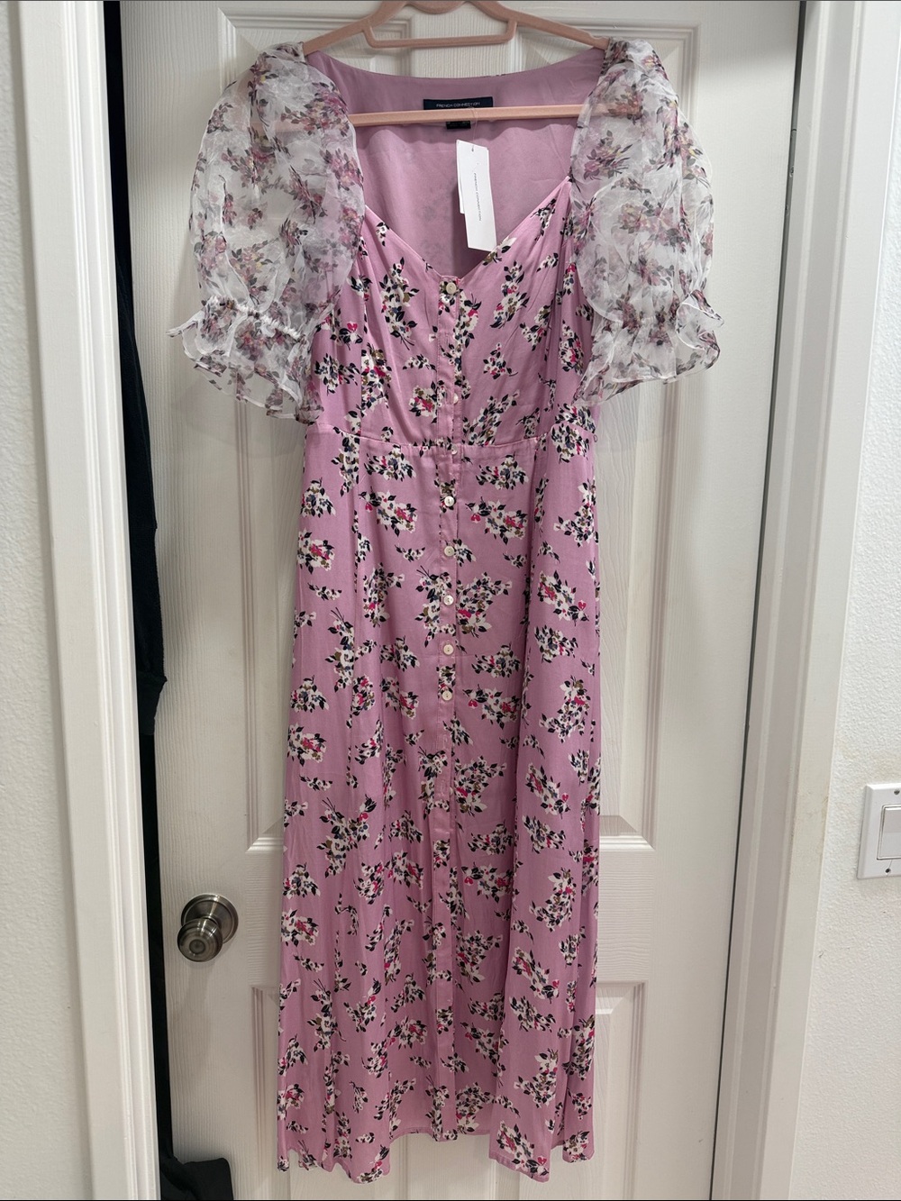 French Connection printed Pink button down dress